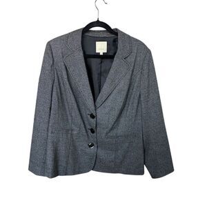 Sejour Women's Plus Size 16 Gray Herringbone Blazer Jacket
